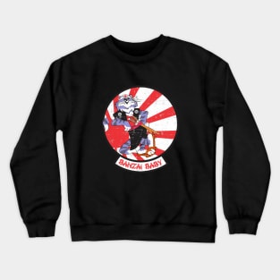 Grumman F-14 Tomcat - Banzai Baby - Grunge Style Crewneck Sweatshirt